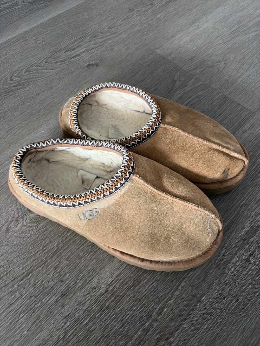 UGG‎ Tasman II Chestnut Suede Shearling Clog Slippers